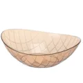 Bol de fruits en plastique ambré transparent style nordique avec design en grille pour collation. - L / Jaune