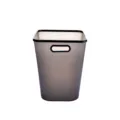 Transparenter grauer Plastik-Muelleimer quadratisch mit schwarzem Rand fuer Bad und Bueros. - Kaffeebraun