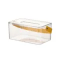 Transparente Kunststoff-Aufbewahrungsbox mit gelbem Griff multifunktionaler Desktop Organizer - M / Weiß mit Deckel