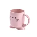 Pink cartoon kids toothbrush cup, cute plastic washing mug with cute animal face and handle. - 201-300ml / Nordic Pink