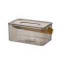 Durchsichtige graue Aufbewahrungsbox mit gelbem Griff, moderner Behälter für zu Hause. - M / Grau mit Deckel