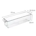 Transparent plastic storage box, 37cm kitchen organizer bin for fridge, clear food container. - Narrow Without Lid / 37x10.2x10cm / Clear