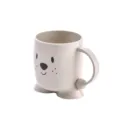 Cute cartoon plastic washing cup, beige wheat straw style children toothbrush mug with feet. - 201-300ml / Nordic Beige