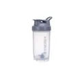 Tragbarer grauer Kunststoff Protein Shaker mit Mischball und Deckel für Fitness. - Grau