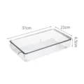 Transparent plastic refrigerator storage box with lid, large flat kitchen food organizer. - Low Model with Lid / 37x21x6.5cm / Clear