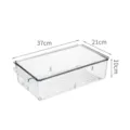 Clear plastic refrigerator storage box with lid, stackable kitchen organizer bin 37x21x10cm - High Model with Lid / 37x21x10cm / Clear