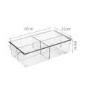 Clear plastic refrigerator storage box with lid and dividers, 37x21x10cm kitchen organizer. - High With Lid & Divider / 37x21x10cm / Clear