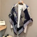 Oversized geometric square scarf ethnic style shawl spring autumn lightweight neckerchief - Black and White Plaid