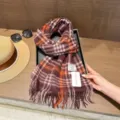 Calda sciarpa in lana a quadri per donna, elegante scialle lungo con frange stile britannico. - Colore 7