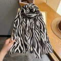 French vintage black and white zebra print scarf, stylish women fashion neckerchief accessory. - Style 4