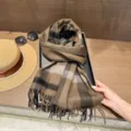 Winter classic plaid wool scarf for women, warm long tassel shawl and versatile neck warmer. - Color 10