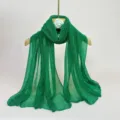 Solid color pleated green scarf women lightweight breathable fashion long shawl wrap for all seasons - 70x180cm / Green