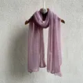 Pleated metallic shimmer long scarf for women, solid color lightweight shawl and head wrap. - 70x180cm / Pink