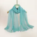 Turquoise Pleated Scarf for Women Lightweight Plain Solid Color Shawl Variant Summer - 70x180cm / Emerald Green