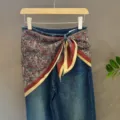 Stylish paisley print silk scarf versatile square bandana fashion waist wrap accessory - 34#
