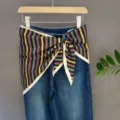 Multifunctional striped silk square scarf, versatile stylish hair accessory or waist belt. - Polka Dot (#4)
