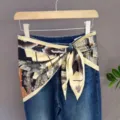 Versatile printed square silk scarf, stylish triangle bandana for hair, neck or bag styling. - 41#