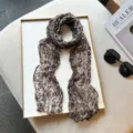 Leopard print pleated scarf for women, fashionable long wrap shawl and versatile neckerchief. - Beige