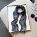 Women fashion pleated long scarf classic leopard print chic casual neck wrap shawl - Gray