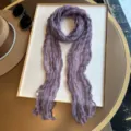 Women solid purple pleated long scarf casual fashion neckerchief lightweight daily wear soft - Lavender