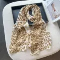 Stylish leopard print chiffon scarf for women, lightweight travel sun protection shawl. - 160x50cm / Beige Leopard