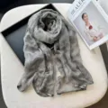 Elegant grey butterfly silk scarf for women, lightweight spring and summer fashion shawl. - Black and Gray