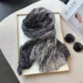 Women paisley crinkle scarf lightweight cotton linen shawl versatile black white neckerchief - Light Black