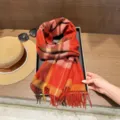Cozy winter colorblock plaid wool scarf, classic long warm shawl and versatile neck wrap. - Color 12