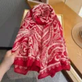 Red paisley silk scarf vintage women elegant neckerchief fashion retro shawl wrap accessory - Style 7
