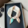 Mulberry silk small square scarf for women, elegant floral neckerchief summer style. - RT#3