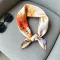 Orange floral silk small square scarf 53x53cm elegant neckerchief fashion women accessory - RT#11
