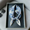 Mulberry silk small square scarf for women, elegant horse print fashion neck scarf 53x53cm. - RT#24