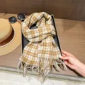 Sciarpa in lana a quadri stile britannico invernale, lunga scialle calda da donna. - Colore 13