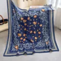90cm dunkelblaue Blumendruck quadratische Schal, elegante Damen Seidenschal fuer Fruehling. - Farbe 18