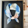 Pure mulberry silk square scarf for women, elegant floral print summer sun protection neckerchief. - RT#43