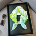 Silk small square scarf for women, elegant floral print summer sun protection neckerchief 53cm - RT#16
