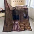 Damen grosses quadratisches Seidentuch vintage Polka Dot Patchwork Schal elegante Huelle - Farbe 24