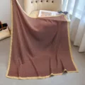 Gemütlicher Hahnentritt Strick Schal Decke mit Kontrastrand stilvoll Herbst Winter 90cm - Farbe 3