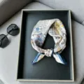 Mulberry silk square scarf for women, elegant printed neckerchief, stylish summer accessory. - RT#30