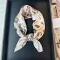Silk scarf for women, elegant architectural print square scarf, premium fashion neck scarf. - RT#47