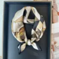 Luxury pure silk small square scarf 53x53cm, geometric print fashion neckerchief for women. - RT#45