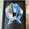 Blue floral silk square scarf for women, fashionable summer sun protection neckerchief. - RT#58