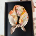 Silk small square scarf 53x53cm with abstract art design, chic neckerchief accessory for women. - RT#62