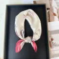 Silk square scarf for women, elegant floral printed neck scarf, soft fashion hair accessory. - RT#69