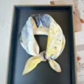 Mulberry silk square scarf for women, abstract art print neckerchief, stylish summer accessory. - RT#70