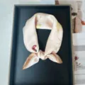 Mulberry silk small square scarf for women, elegant floral and butterfly print neck scarf. - RT#86