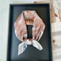 Elegant silk square scarf with paisley pattern, chic brown neckerchief for women summer. - RT#84