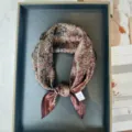 Classic brown paisley silk square scarf 53x53cm, elegant small neckerchief for women. - RT#95