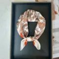 Silk square scarf orange paisley pattern elegant summer neck scarf fashion accessory 53cm - RT#89