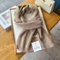 Unisex knit scarf winter warm cozy casual chic solid color versatile fashion accessory. - Camel